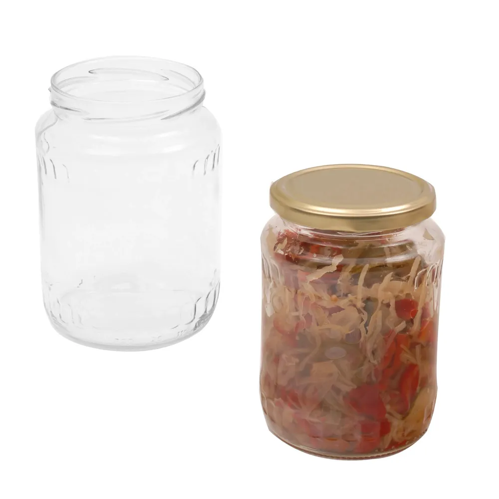 Borcan cu capac, sticla transparenta, D 115 mm, 720 ml, set 6 bucati