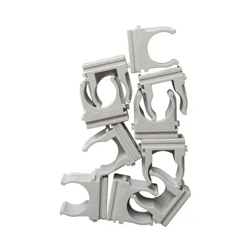 Bride plastic pentru tub rigid Ø20 mm, pachet 10 bucati, culoare gri