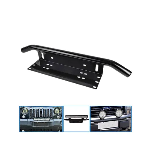 Bullbar aluminiu tip suport numar si proiectoare negru — imaginea 4