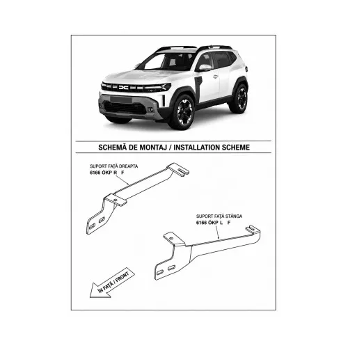 Bullbar auto fata negru mat compatibil Dacia Duster III 2024-> cu kit montaj — imaginea 8