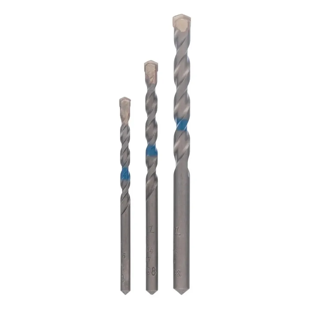 Burghiu beton, set 3 bucati, 5x45x85mm, 6x60x100mm, 8x70x120mm, plastic