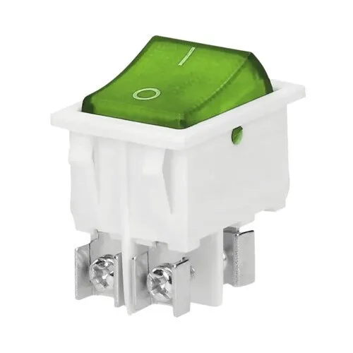 Buton intrerupator cu LED, On/Off, 230 V, verde/alb