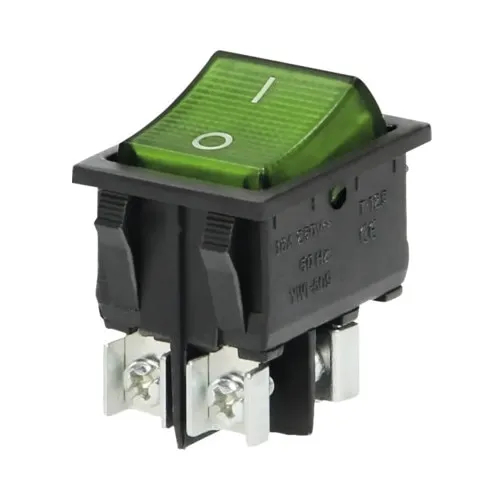 Buton intrerupator cu LED, On/Off, 230 V, verde/negru
