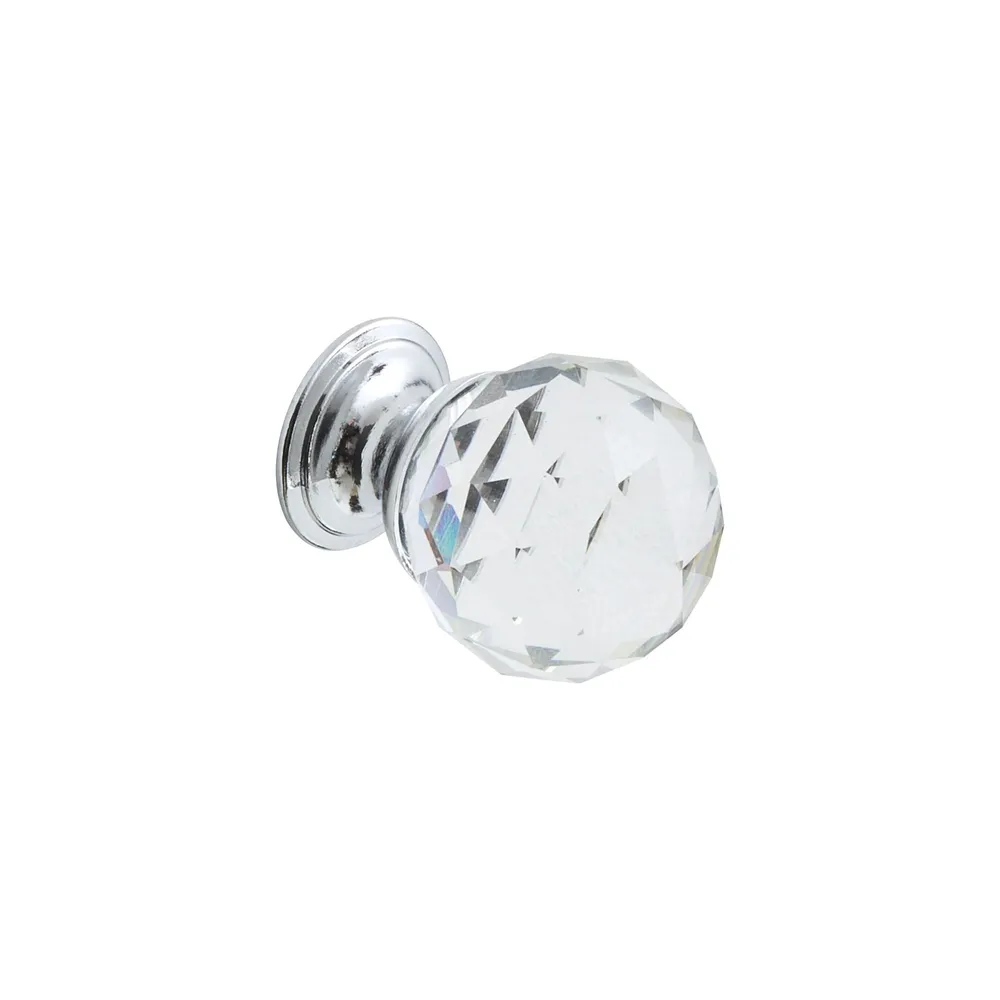 Buton mobila Inspire Wilson, Ø 30 mm, plastic, transparent, finisaj cromat