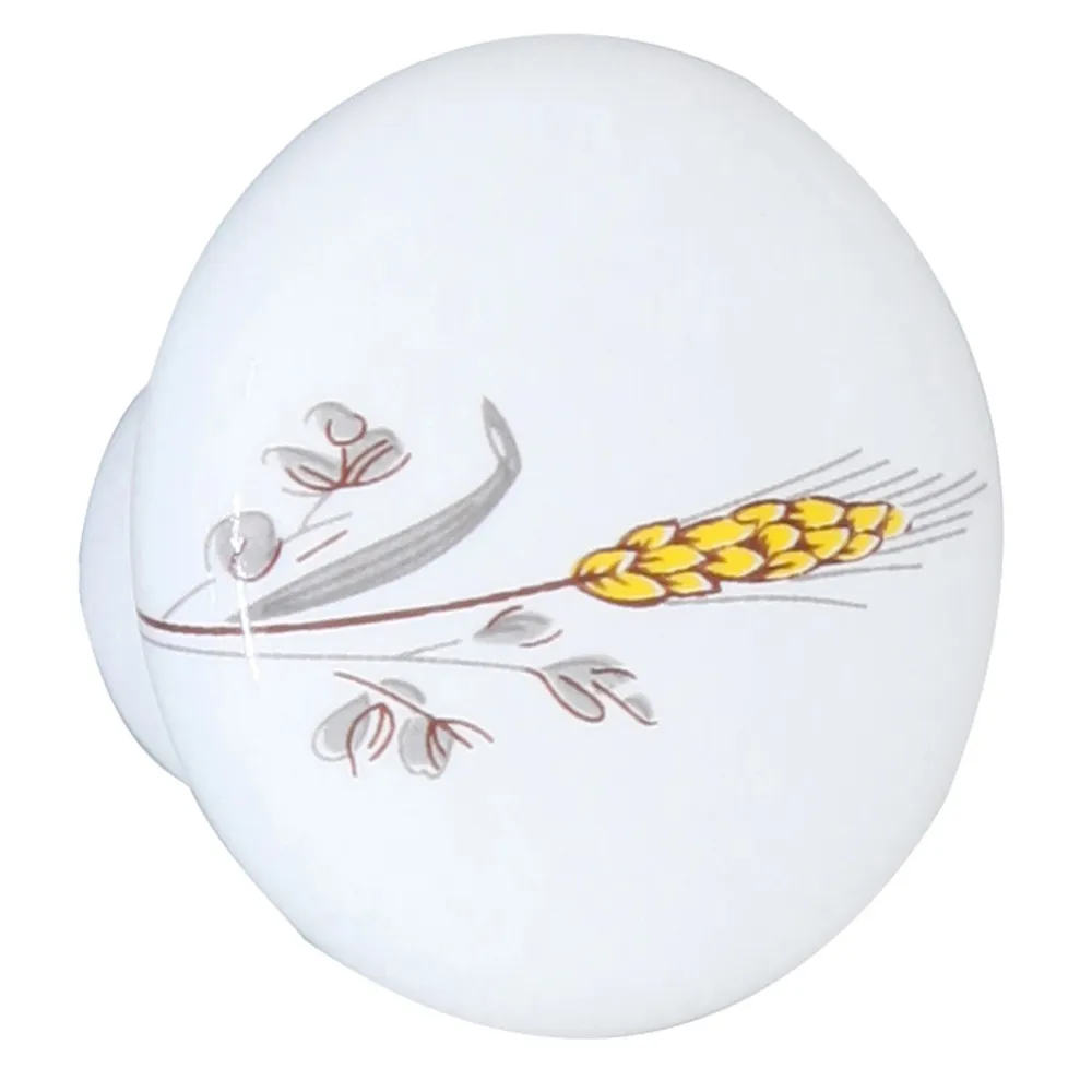Buton pentru mobila, portelan alb, model spic, M 486.40.103, 32 x 22 mm