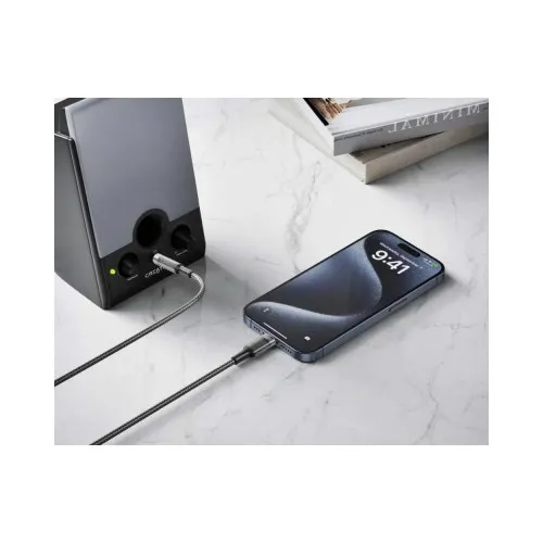 Cablu adaptor audio Lightning la Jack 3.5 mm tata pentru iPhone 1 m impletit cu silicon — imaginea 3