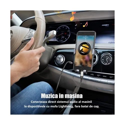 Cablu adaptor audio Type C la Jack 3.5 mm mama 1 m impletit cu silicon — imaginea 3