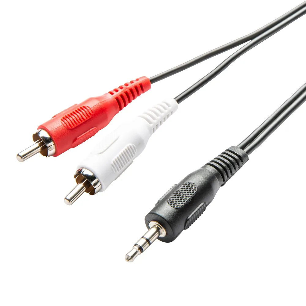 Cablu audio Lexman, 2 x RCA, Jack 3.5 mm, tata, 2 m, cauciuc/cupru, negru