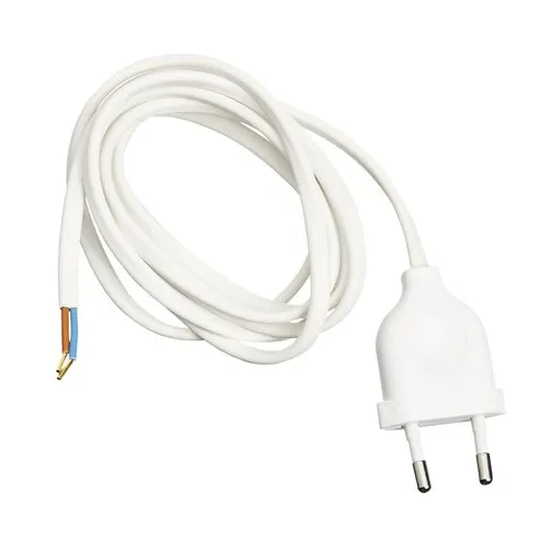Cablu de alimentare Electroplast MYYU (H03VV-F) 2x0, 75 mm² 1, 5m alb, cu stecher euro