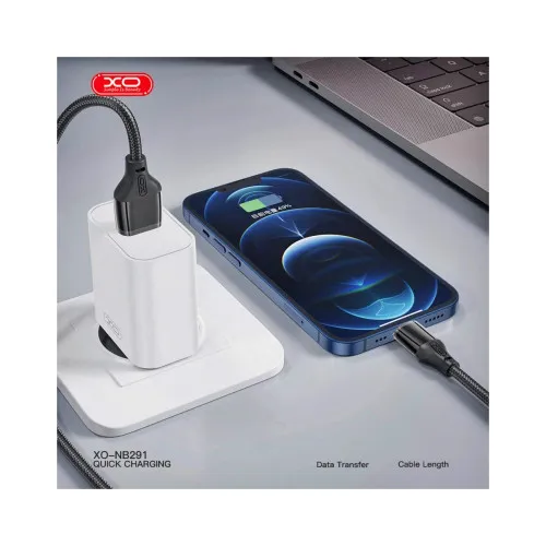 Cablu incarcare si date USB-A la Lightning 6A Quick Charge pentru iPhone negru 1 m — imaginea 3