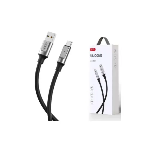 Cablu incarcare si date USB-A la Type C 6A Fast Charge silicon negru 1 m — imaginea 2