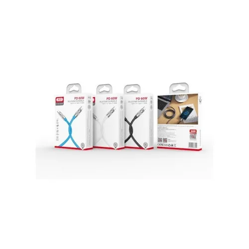Cablu incarcare si transfer date XO 27W Type C la Lightning compatibil iPhone din silicon negru 1.2 m — imaginea 2