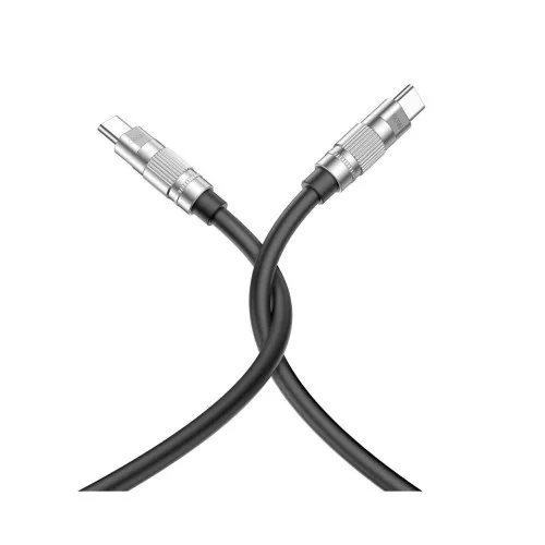 Cablu incarcare si transfer date XO 60W Quick Charge Type C la Type C din silicon negru 1.2 m