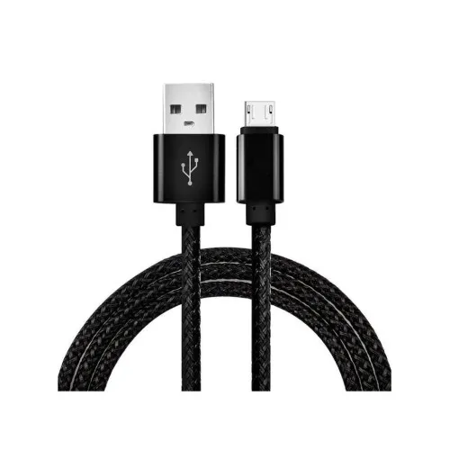Cablu incarcare USB-A la Micro USB 90 cm ramforsat textil negru