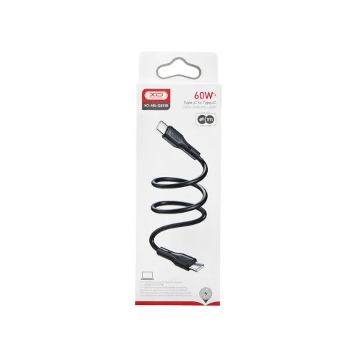 Cablu pentru incarcare 60W Quick Charge si transfer date Type-C la Type-C 1m negru — imaginea 2