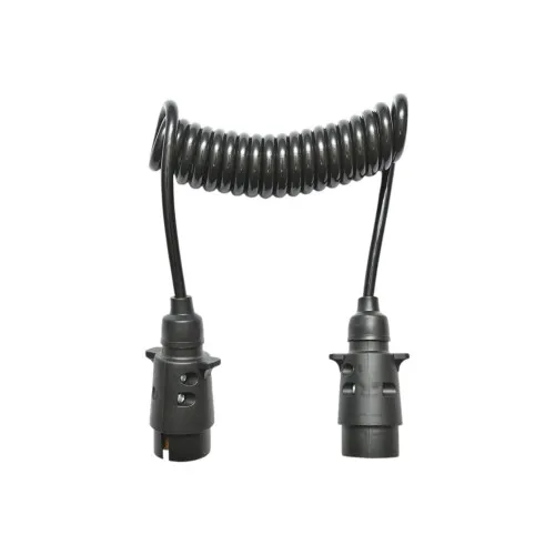 Cablu spiral 2.5m cu 2 stechere tata din plastic, 7 pini pentru priza auto remorca / BK92795