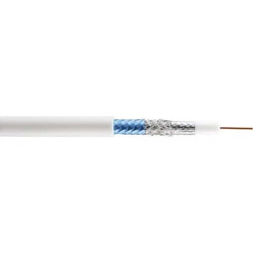 Cablu TV coaxial RG6/U 1, 02mm² 85dB alb, inel 50m, ecranare tripla
