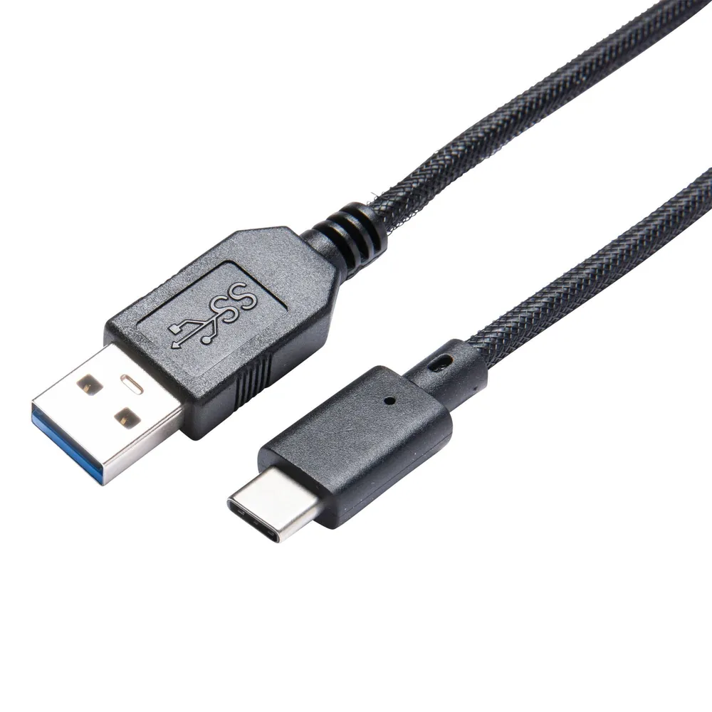 Cablu USB Lexman, USB tip A 3.2 - USB tip C 3.1, textil/cupru, 1 m, negru