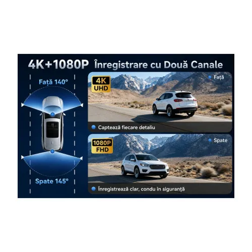 Camera auto dubla LUVRO S6 4K Ultra HD cu WiFi si camera spate Cod: LUVRO S6 — imaginea 5