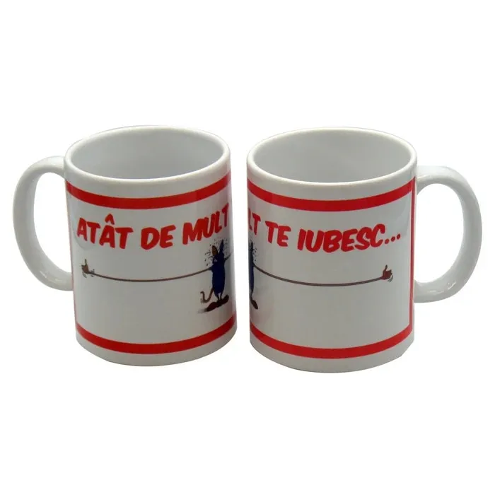 Cana cu mesaj Atat de mult te iubesc, ceramica, multicolor, 250 ml