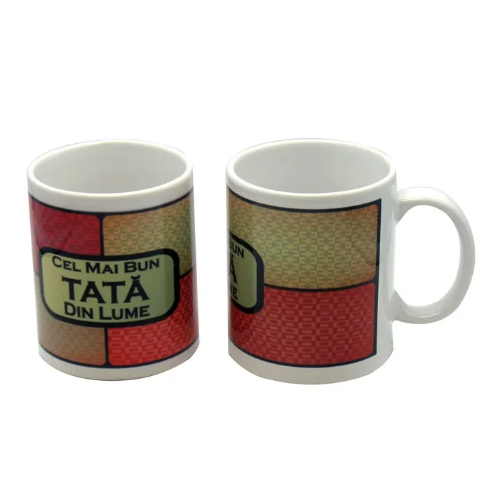 Cana cu mesaj Cel mai bun tata din lume, ceramica, multicolor, 250 ml