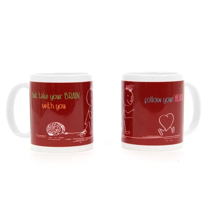Cana cu mesaj Follow your brain/heart ceramica, 250 ml