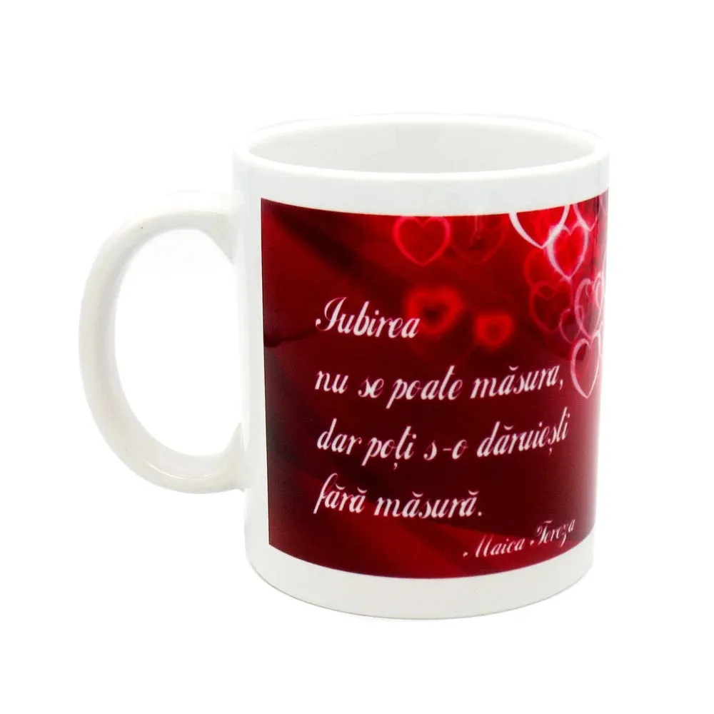 Cana cu mesaj Iubirea nu se poate masura, ceramica, multicolor, 250 ml