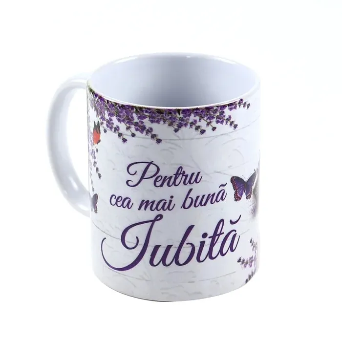 Cana cu mesaj, Pentru cea mai buna iubita, ceramica, multicolor, 330 ml