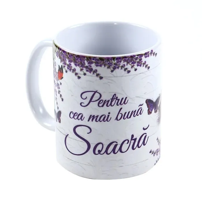 Cana cu mesaj, Pentru cea mai buna soacra, ceramica, multicolor, 330 ml
