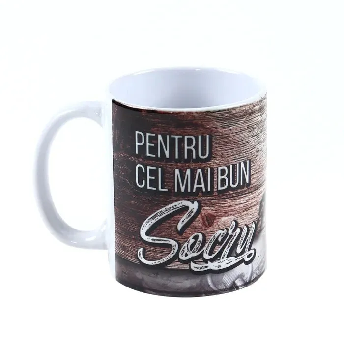 Cana cu mesaj, Pentru cel mai bun socru, ceramica, multicolor, 330 ml