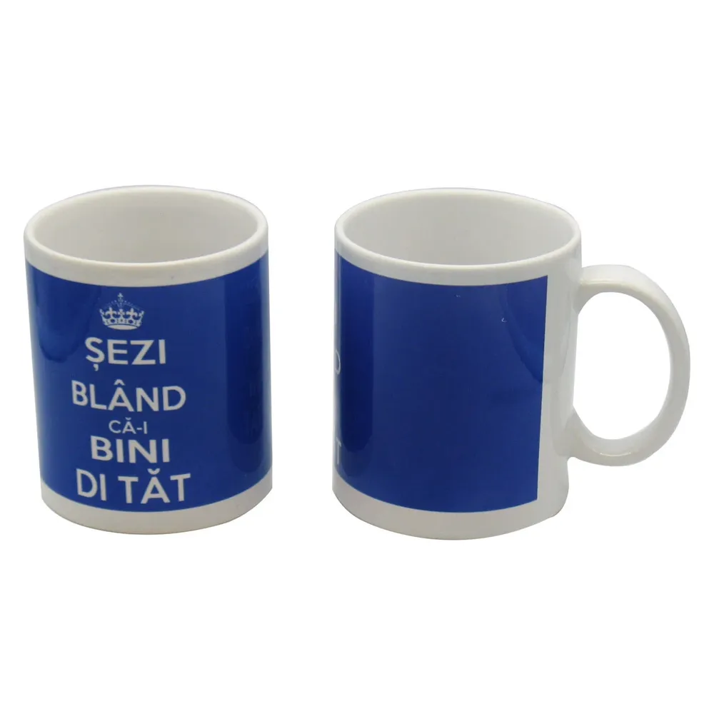 Cana cu mesaj Sezi bland ca-i bini, ceramica, multicolor, 250 ml