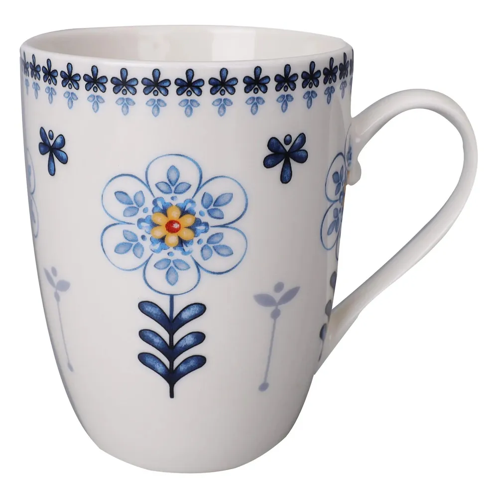Cana portelan alb + albastru, 300 ml, 8x10.2cm