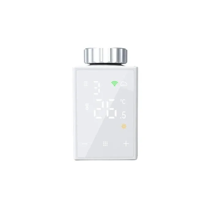 Cap termostat smart pentru calorifer Paxton BL-YA358, Wi-Fi, programabil, control vocal, afisaj digital, functie fereastra deschisa, alb