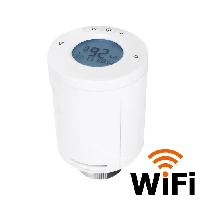 Cap termostat smart pentru calorifer PNI CT25T, Wi-Fi, programabil, afisaj digital, functie fereastra deschisa, alb