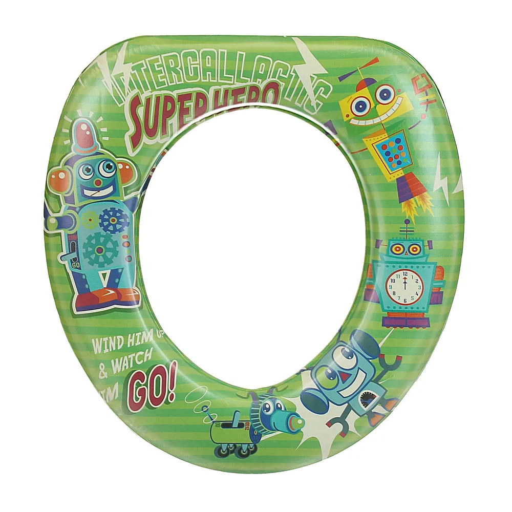 Capac WC din plastic, inchidere standard, cu burete, pentru copii, verde