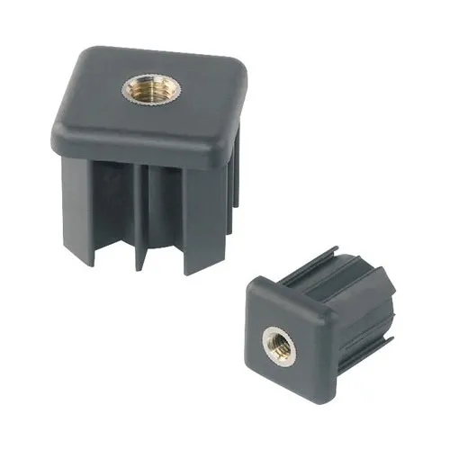 Capace cu filet pentru teava patrata Dresselhaus 30x30 mm M8 plastic negru