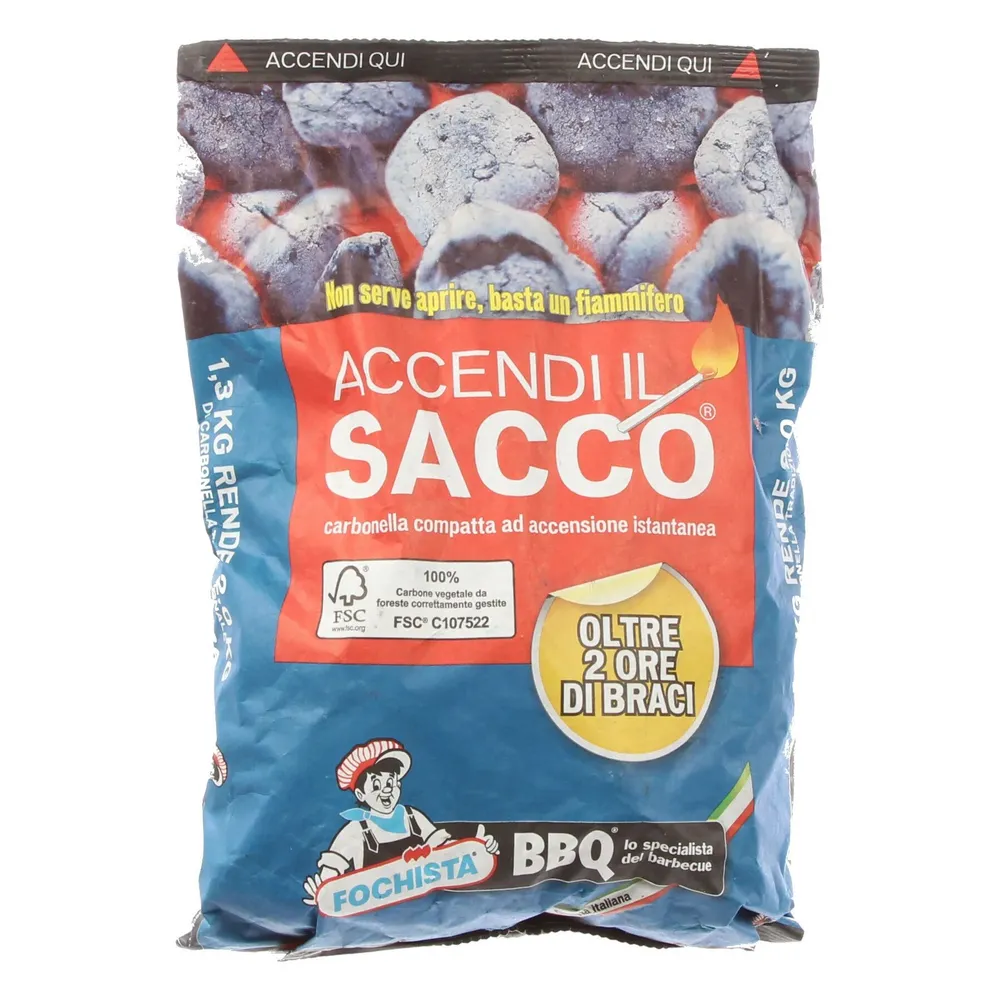 Carbuni instant pentru gratare Fochista, 1.3 kg, impregnati, jar constant, 4-6 persoane