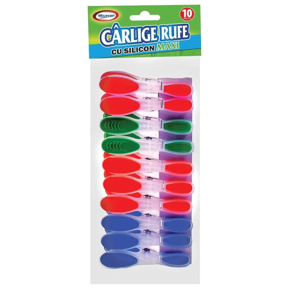 Carlige pentru rufe, diverse culori, silicon, 10 buc / set