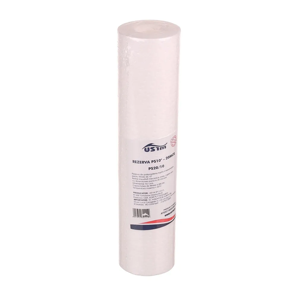 Cartus filtru apa 10", filtrare sedimente, PPR, 20 μ, 8 m³