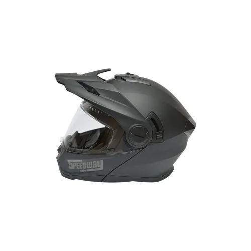 Casca motocross integrala negru mat cu viziera transparenta si ochelari de soare marimea XL Lion — imaginea 3