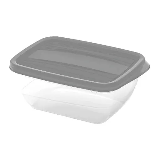 Caserola alimente, Curver Vedo, dreptunghiulara, transparent + gri, 0.75 L