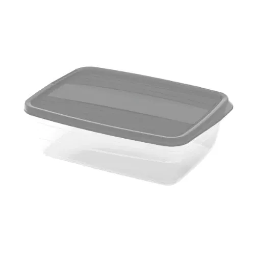 Caserola alimente, Curver Vedo, plastic, dreptunghiulara, transparent + gri, 2 L