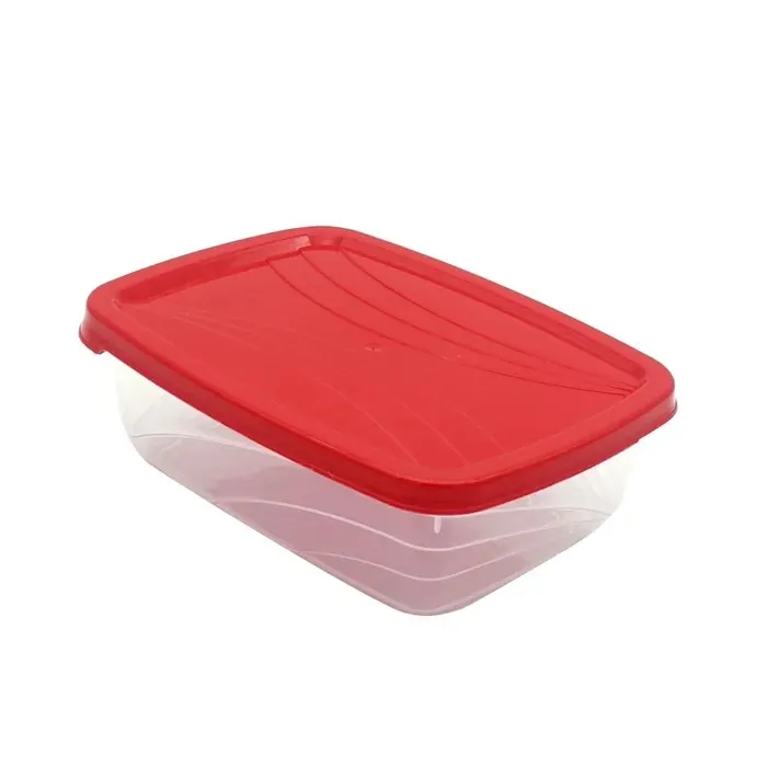 Caserola alimente, Luna, polipropilena, dreptunghiulara, transparent + rosu, 1 L