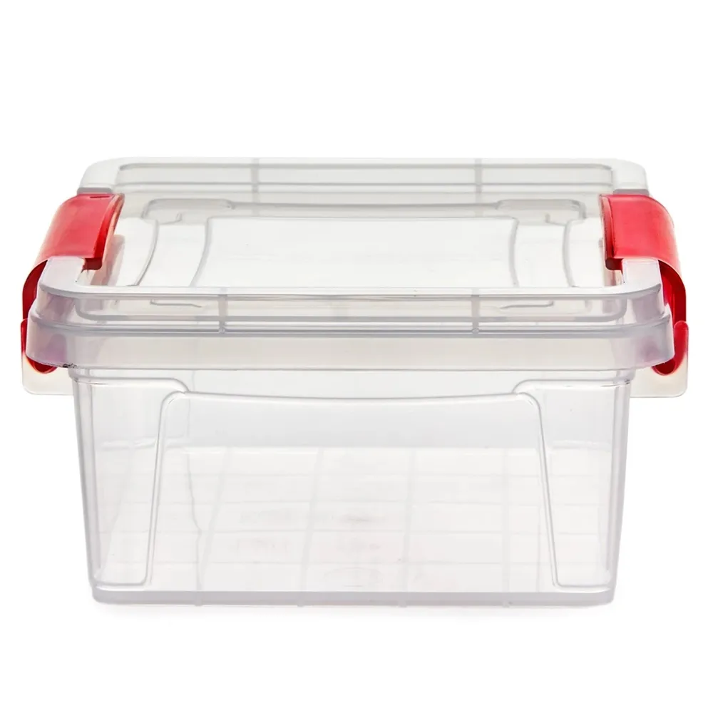 Caserola alimente, Mara, plastic, patrata, transparent, 0.35 L, cu manere