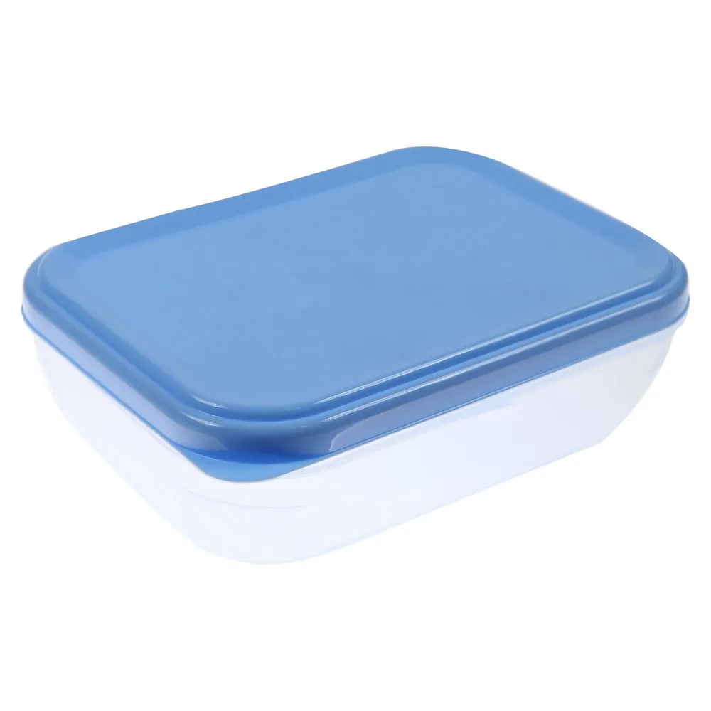 Caserola alimente, Plastina, plastic, dreptunghiulara, transparent + albastru, 0.5 L
