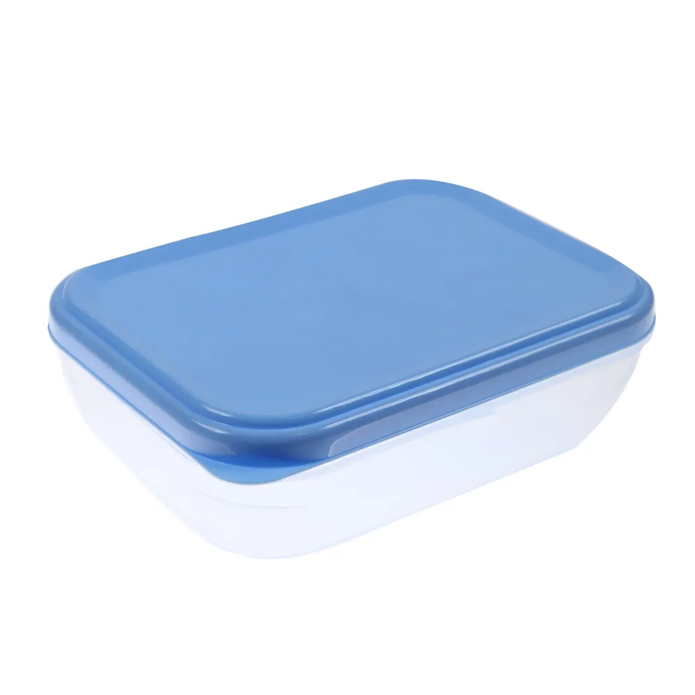Caserola alimente, Plastina, plastic, dreptunghiulara, transparent + albastru, 0.5 L