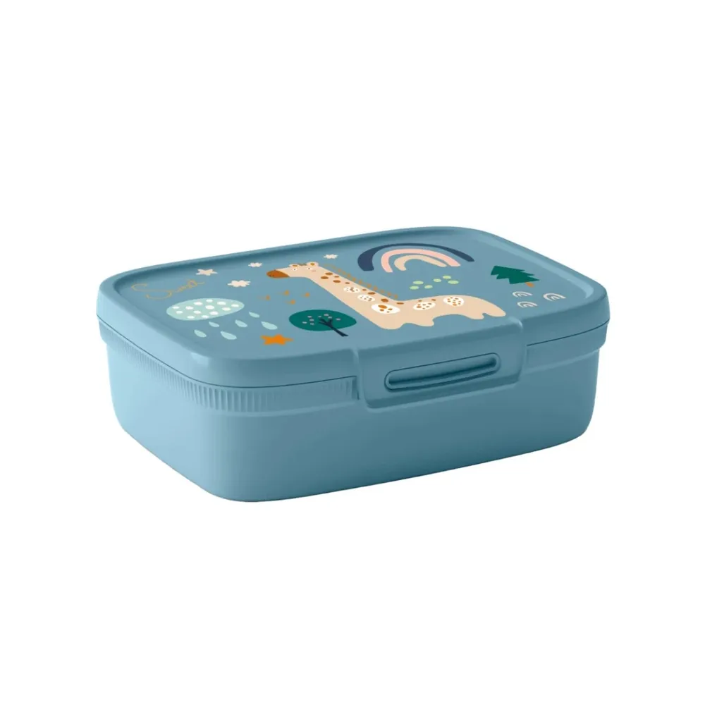Caserola alimente, Snap Box Wildlife, plastic, dreptunghiulara, albastru, 1.8 L, cu separator