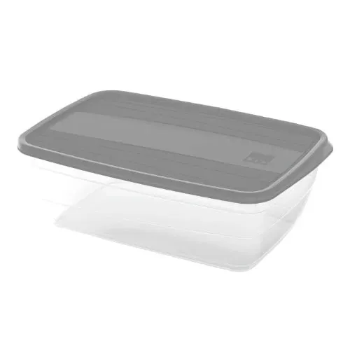 Caserola pentru alimente, Curver Vedo, 4 L, transparenta si gri, plastic, dreptunghiulara