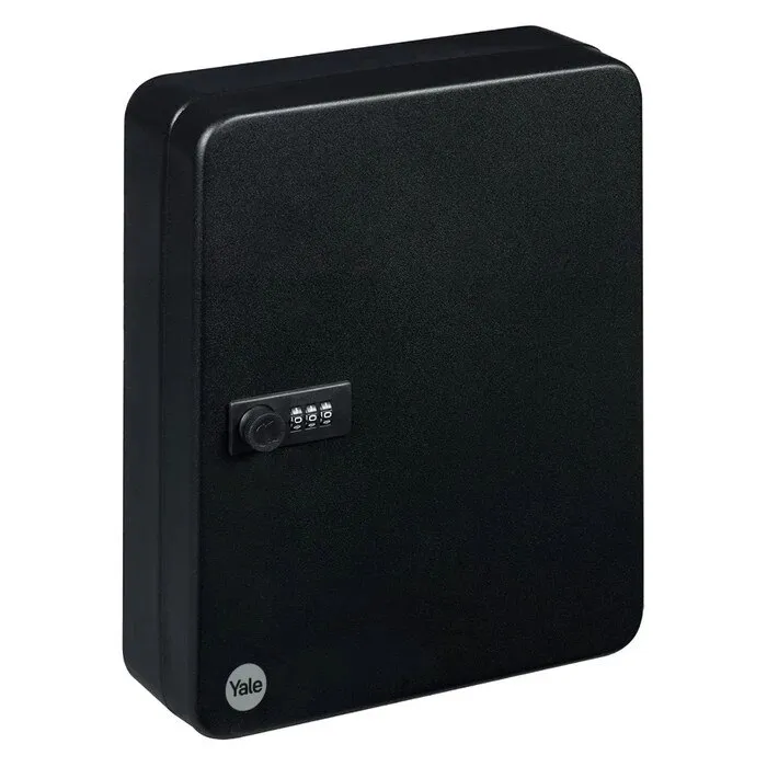 Caseta pentru chei, Yale, metal, negru, 30x24x8cm, cu cifru, capacitate 46 chei