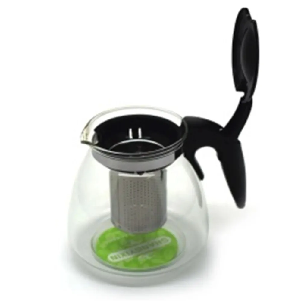 Ceainic cu infuzor, sticla, D1022, transparent + negru, 1100 ml